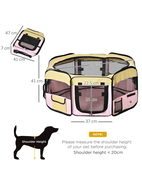 PawHut Fabric Pet Whelping Box Dog Cat Puppy Playpen Rabbit Guinea Pig Play Pen in Pink With Carry Bag Small Dia 90 x 41Hcm - pic 141340 | FastDaddyshop