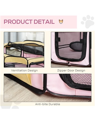PawHut Fabric Pet Whelping Box Dog Cat Puppy Playpen Rabbit Guinea Pig Play Pen in Pink With Carry Bag Small Dia 90 x 41Hcm