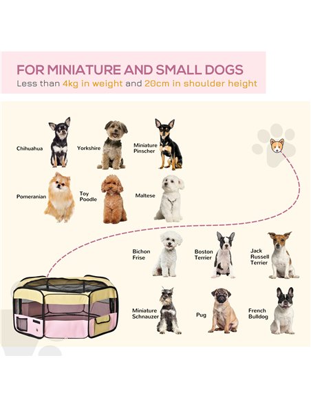 PawHut Fabric Pet Whelping Box Dog Cat Puppy Playpen Rabbit Guinea Pig Play Pen in Pink With Carry Bag Small Dia 90 x 41Hcm - pic 141344 | FastDaddyshop