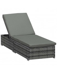 Outsunny Rattan Outdoor Garden Reclining Sun Lounger, Grey