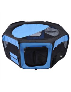 PawHut Portable Cat Dog Playpen Pet Puppy Rabbit Guinea Pig Pen Run Dia 90 x 41H cm Indoor & Outdoor Blue
