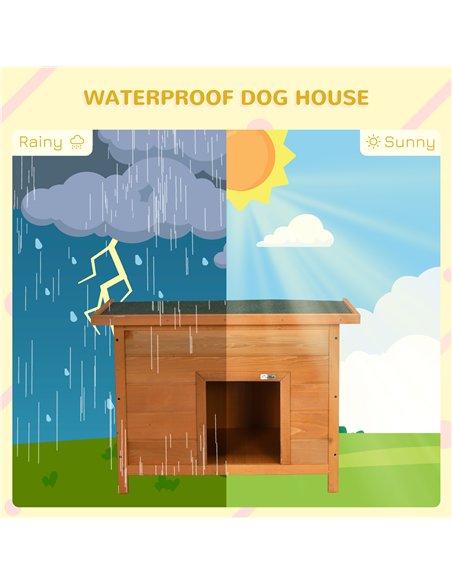 PawHut Wooden Dog Kennel Elevated Dog Pet House w/ Open Top 82W x 58D x 58H cm - pic 141377 | FastDaddyshop