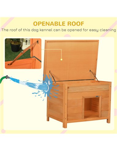 PawHut Wooden Dog Kennel Elevated Dog Pet House w/ Open Top 82W x 58D x 58H cm