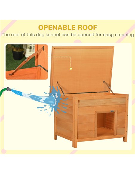 PawHut Wooden Dog Kennel Elevated Dog Pet House w/ Open Top 82W x 58D x 58H cm - pic 141378 | FastDaddyshop