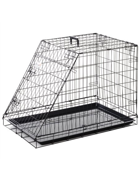 Pawhut Trapeze Collapsible Dog Pet Travel Box Cage Removable Tray 93 x 58 x 65cm - pic 141392 | FastDaddyshop