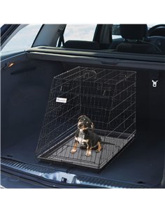 Pawhut Trapeze Collapsible Dog Pet Travel Box Cage Removable Tray 93 x 58 x 65cm 2