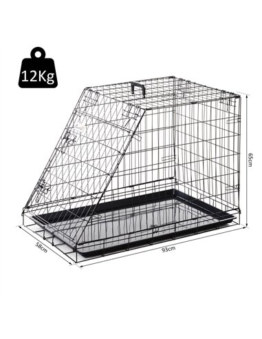 Pawhut Trapeze Collapsible Dog Pet Travel Box Cage Removable Tray 93 x 58 x 65cm