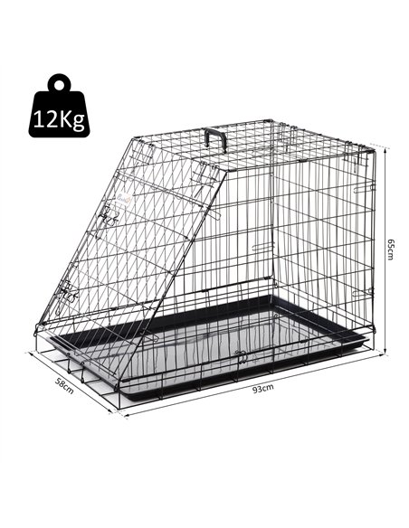 Pawhut Trapeze Collapsible Dog Pet Travel Box Cage Removable Tray 93 x 58 x 65cm - pic 141394 | FastDaddyshop