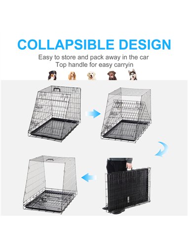 Pawhut Trapeze Collapsible Dog Pet Travel Box Cage Removable Tray 93 x 58 x 65cm