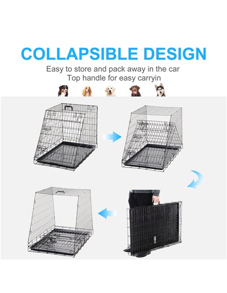 Pawhut Trapeze Collapsible Dog Pet Travel Box Cage Removable Tray 93 x 58 x 65cm - pic 141395 | FastDaddyshop