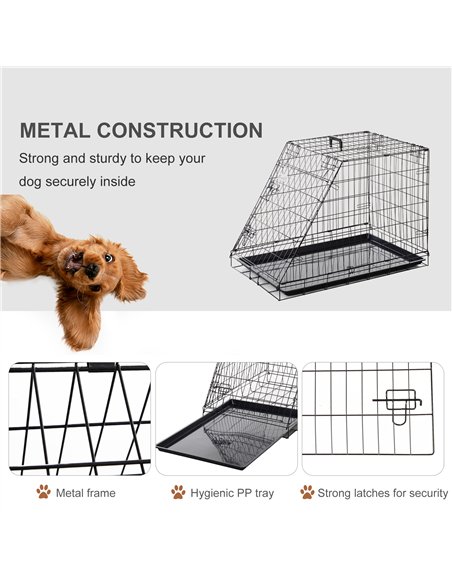 Pawhut Trapeze Collapsible Dog Pet Travel Box Cage Removable Tray 93 x 58 x 65cm - pic 141396 | FastDaddyshop