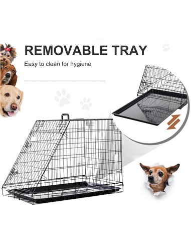 Pawhut Trapeze Collapsible Dog Pet Travel Box Cage Removable Tray 93 x 58 x 65cm