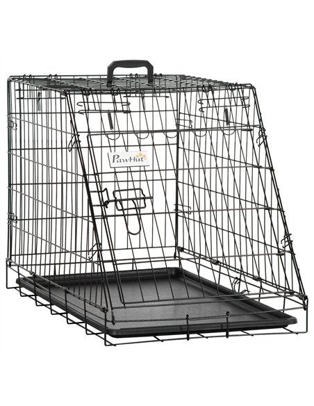 Pawhut Trapeze Collapsible Dog Pet Travel Box Cage Removable Tray 77 x 47 x 55cm - pic 141401 | FastDaddyshop