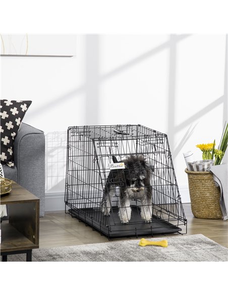 Pawhut Trapeze Collapsible Dog Pet Travel Box Cage Removable Tray 77 x 47 x 55cm - pic 141402 | FastDaddyshop