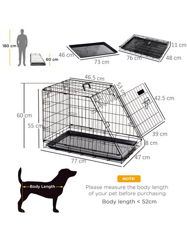 Pawhut Trapeze Collapsible Dog Pet Travel Box Cage Removable Tray 77 x 47 x 55cm
