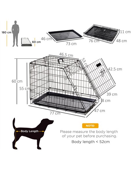 Pawhut Trapeze Collapsible Dog Pet Travel Box Cage Removable Tray 77 x 47 x 55cm - pic 141403 | FastDaddyshop