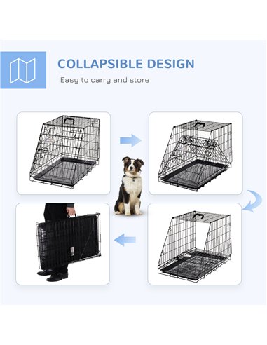 Pawhut Trapeze Collapsible Dog Pet Travel Box Cage Removable Tray 77 x 47 x 55cm