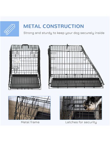 Pawhut Trapeze Collapsible Dog Pet Travel Box Cage Removable Tray 77 x 47 x 55cm