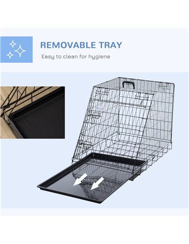 Pawhut Trapeze Collapsible Dog Pet Travel Box Cage Removable Tray 77 x 47 x 55cm