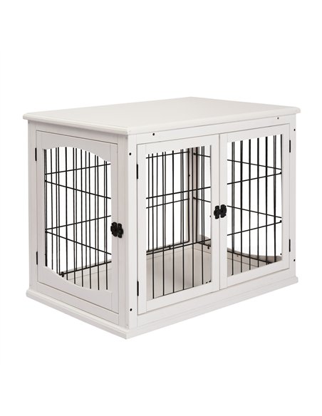 PawHut Dog Crate Furniture, Puppy Crate End Table, Pet Kennel House with 2 Doors for Medium and Small Dogs, 81 x 58.5 x 66 cm, W - pic 141410 | FastDaddyshop