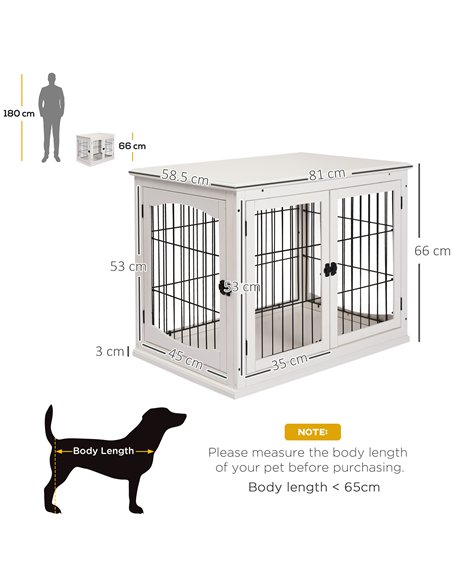 PawHut Dog Crate Furniture, Puppy Crate End Table, Pet Kennel House with 2 Doors for Medium and Small Dogs, 81 x 58.5 x 66 cm, W - pic 141412 | FastDaddyshop