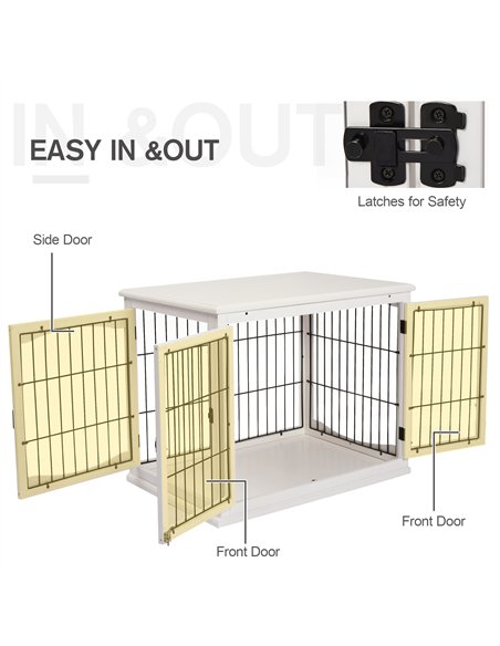 PawHut Dog Crate Furniture, Puppy Crate End Table, Pet Kennel House with 2 Doors for Medium and Small Dogs, 81 x 58.5 x 66 cm, W - pic 141415 | FastDaddyshop
