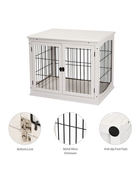 PawHut Dog Crate Furniture, Puppy Crate End Table, Pet Kennel House with 2 Doors for Medium and Small Dogs, 81 x 58.5 x 66 cm, W - pic 141416 | FastDaddyshop