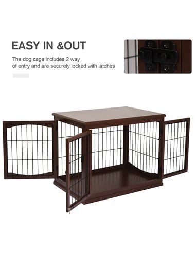 PawHut Dog Crate Furniture, Puppy Crate End Table, Pet Kennel House with 2 Doors for Medium and Small Dogs, 81 x 58.5 x 66 cm, B
