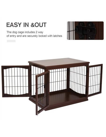 PawHut Dog Crate Furniture, Puppy Crate End Table, Pet Kennel House with 2 Doors for Medium and Small Dogs, 81 x 58.5 x 66 cm, B - pic 141424 | FastDaddyshop