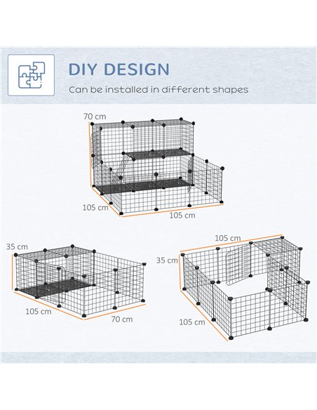 PawHut 3 Level DIY Pet Playpen Metal Small Animal Cage Rabbit Ferret Chinchillas Cage 4 Doors Bottom Trays Black - pic 141432 | FastDaddyshop