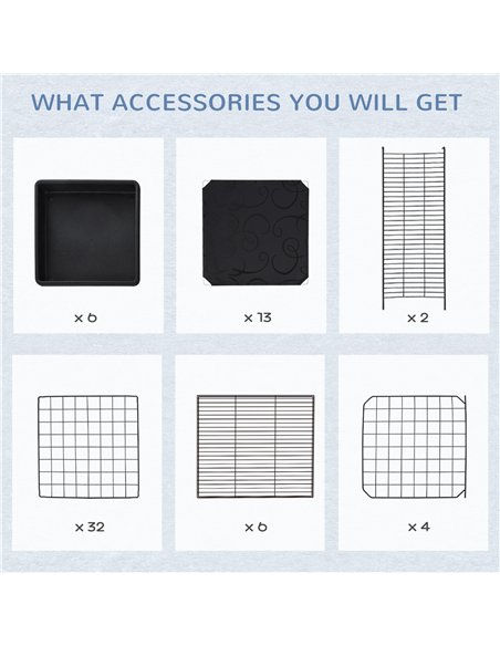 PawHut 3 Level DIY Pet Playpen Metal Small Animal Cage Rabbit Ferret Chinchillas Cage 4 Doors Bottom Trays Black - pic 141434 | FastDaddyshop