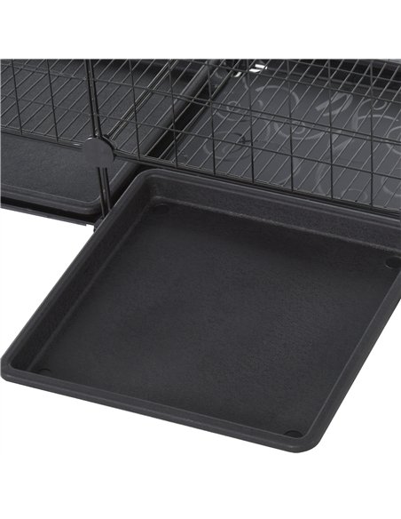 PawHut 3 Level DIY Pet Playpen Metal Small Animal Cage Rabbit Ferret Chinchillas Cage 4 Doors Bottom Trays Black - pic 141436 | FastDaddyshop