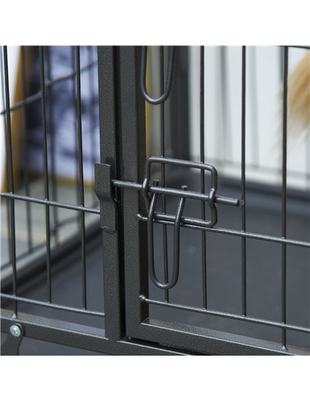 PawHut Metal Dog Cage Kennel Locking Door & Wheels Removable Tray Openable Top For Large Pets 109.5 x 71 x 78 cm - pic 141445 | FastDaddyshop