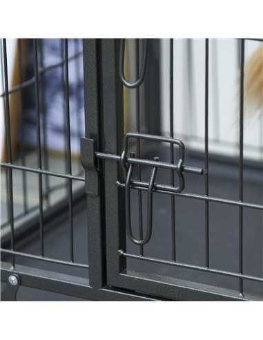 PawHut Metal Dog Cage Kennel Locking Door & Wheels Removable Tray Openable Top For Extra Large Pets 125 x 76 x 81 cm
