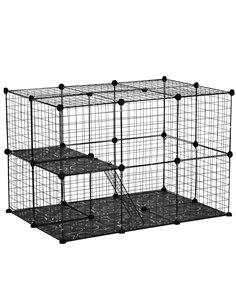 PawHut Pet Playpen DIY Small Animal Cage Enclosure Metal Wire Fence 39 Panels with 3 Doors 2 Ramps for Kitten Bunny Chinchilla P