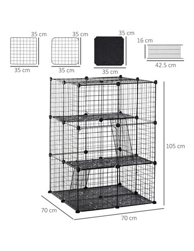 PawHut Pet Playpen DIY Small Animal Cage Enclosure Metal Wire Fence 39 Panels with 3 Doors 2 Ramps for Kitten Bunny Chinchilla P