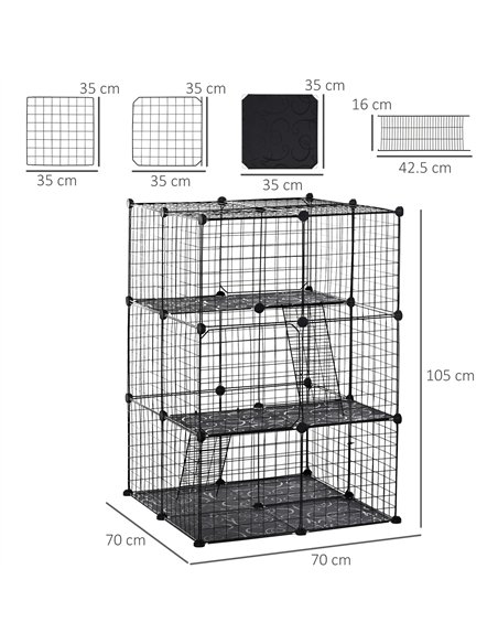 PawHut Pet Playpen DIY Small Animal Cage Enclosure Metal Wire Fence 39 Panels with 3 Doors 2 Ramps for Kitten Bunny Chinchilla P - pic 141457 | FastDaddyshop