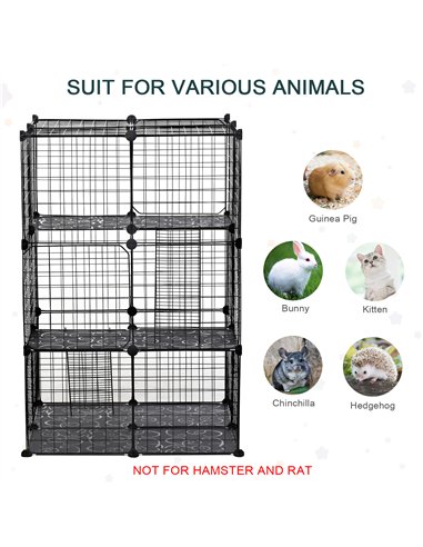 PawHut Pet Playpen DIY Small Animal Cage Enclosure Metal Wire Fence 39 Panels with 3 Doors 2 Ramps for Kitten Bunny Chinchilla P