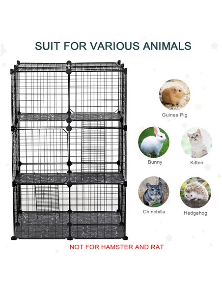 PawHut Pet Playpen DIY Small Animal Cage Enclosure Metal Wire Fence 39 Panels with 3 Doors 2 Ramps for Kitten Bunny Chinchilla P - pic 141459 | FastDaddyshop