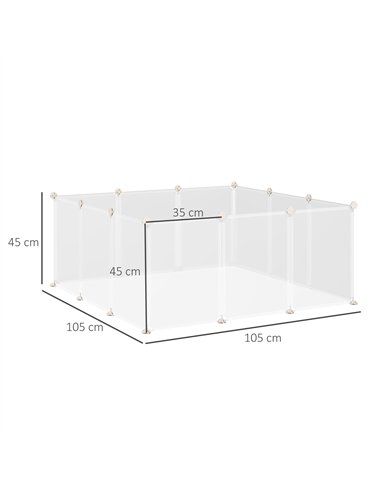 PawHut Pet Playpen DIY Small Animal Cage Open Enclosure Portable Plastic Fence 12 Panels for Hedgehog Bunny Chinchilla Guinea Pi