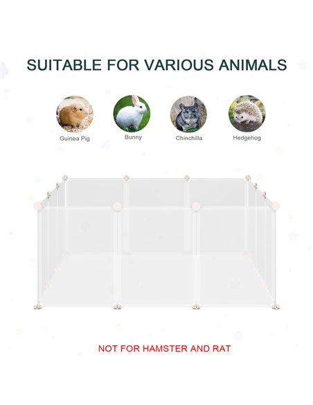 PawHut Pet Playpen DIY Small Animal Cage Open Enclosure Portable Plastic Fence 12 Panels for Hedgehog Bunny Chinchilla Guinea Pi - pic 141468 | FastDaddyshop