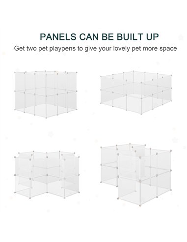 PawHut Pet Playpen DIY Small Animal Cage Open Enclosure Portable Plastic Fence 12 Panels for Hedgehog Bunny Chinchilla Guinea Pi
