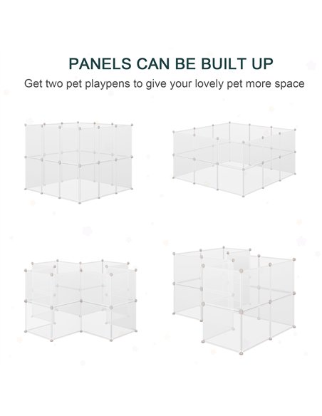 PawHut Pet Playpen DIY Small Animal Cage Open Enclosure Portable Plastic Fence 12 Panels for Hedgehog Bunny Chinchilla Guinea Pi - pic 141470 | FastDaddyshop