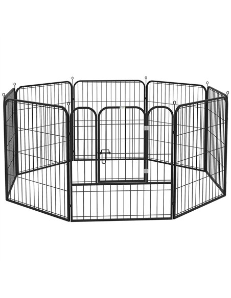 PawHut 8 Panels Heavy Duty Puppy Playpen, for Small and Medium Dogs, Indoor and Outdoor Use - Black - pic 141473 | FastDaddyshop