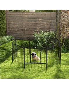 PawHut 8 Panels Heavy Duty Puppy Playpen, for Small and Medium Dogs, Indoor and Outdoor Use - Black 2