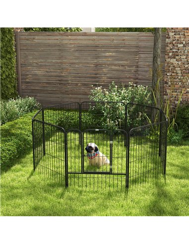 PawHut 8 Panels Heavy Duty Puppy Playpen, for Small and Medium Dogs, Indoor and Outdoor Use - Black