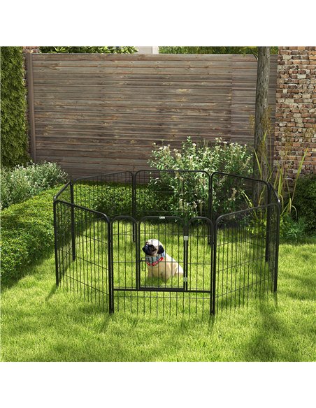 PawHut 8 Panels Heavy Duty Puppy Playpen, for Small and Medium Dogs, Indoor and Outdoor Use - Black - pic 141474 | FastDaddyshop