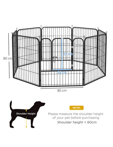 PawHut 8 Panels Heavy Duty Puppy Playpen, for Small and Medium Dogs, Indoor and Outdoor Use - Black - pic 141475 | FastDaddyshop