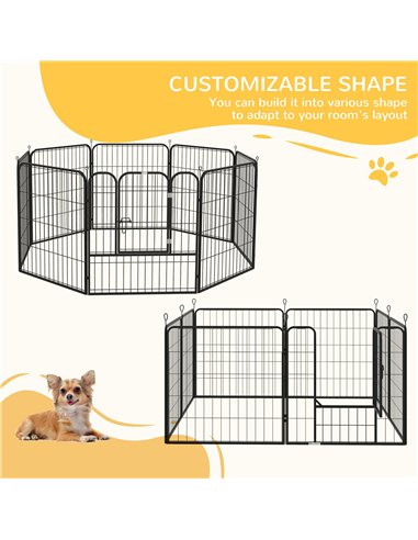 PawHut 8 Panels Heavy Duty Puppy Playpen, for Small and Medium Dogs, Indoor and Outdoor Use - Black
