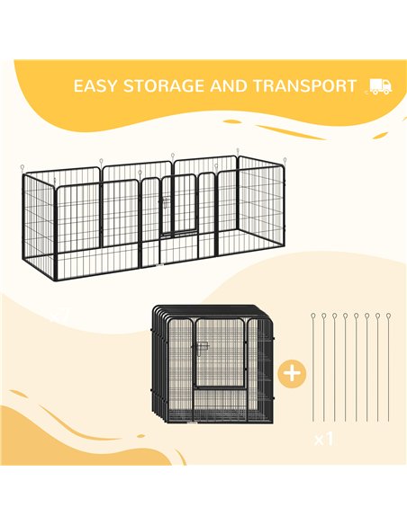 PawHut 8 Panels Heavy Duty Puppy Playpen, for Small and Medium Dogs, Indoor and Outdoor Use - Black - pic 141477 | FastDaddyshop